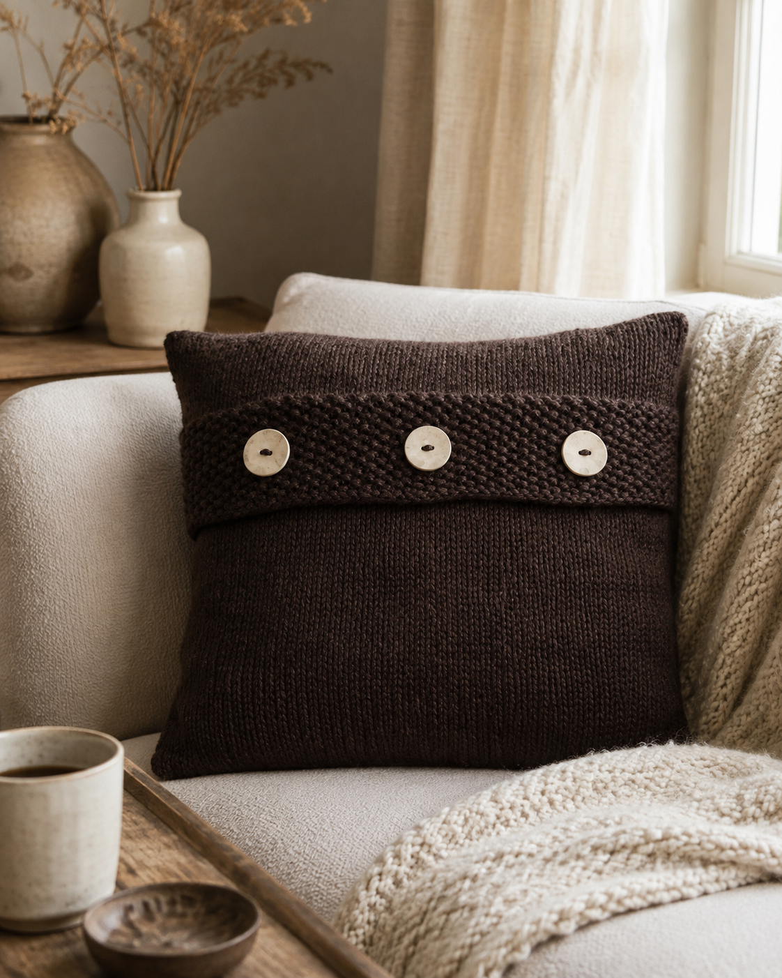 Breipatroon Kussen met Knoopsluiting | CL-B002 | Casa Lana