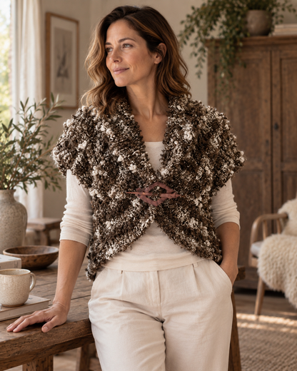 Breipatroon Bouclé Vest | Taille Unique | CL-B007 | Casa Lana