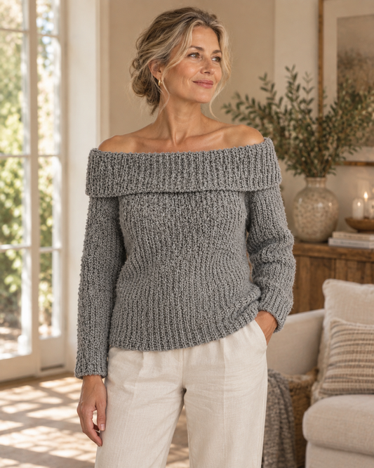 DIY-kit Off-Shoulder Trui | Maat XS–S | Scheepjes Sweetheart Soft | CL-B008