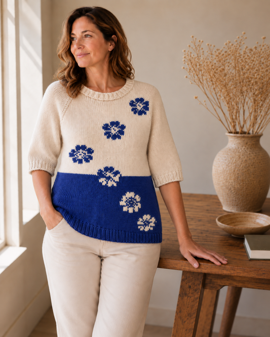 Breipatroon Trui met Bloemenmotief | Maat XS–XL | CL-B006 | Casa Lana