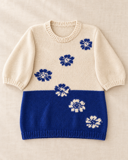 Breipatroon Trui met Bloemenmotief | Maat XS–XL | CL-B006 | Casa Lana